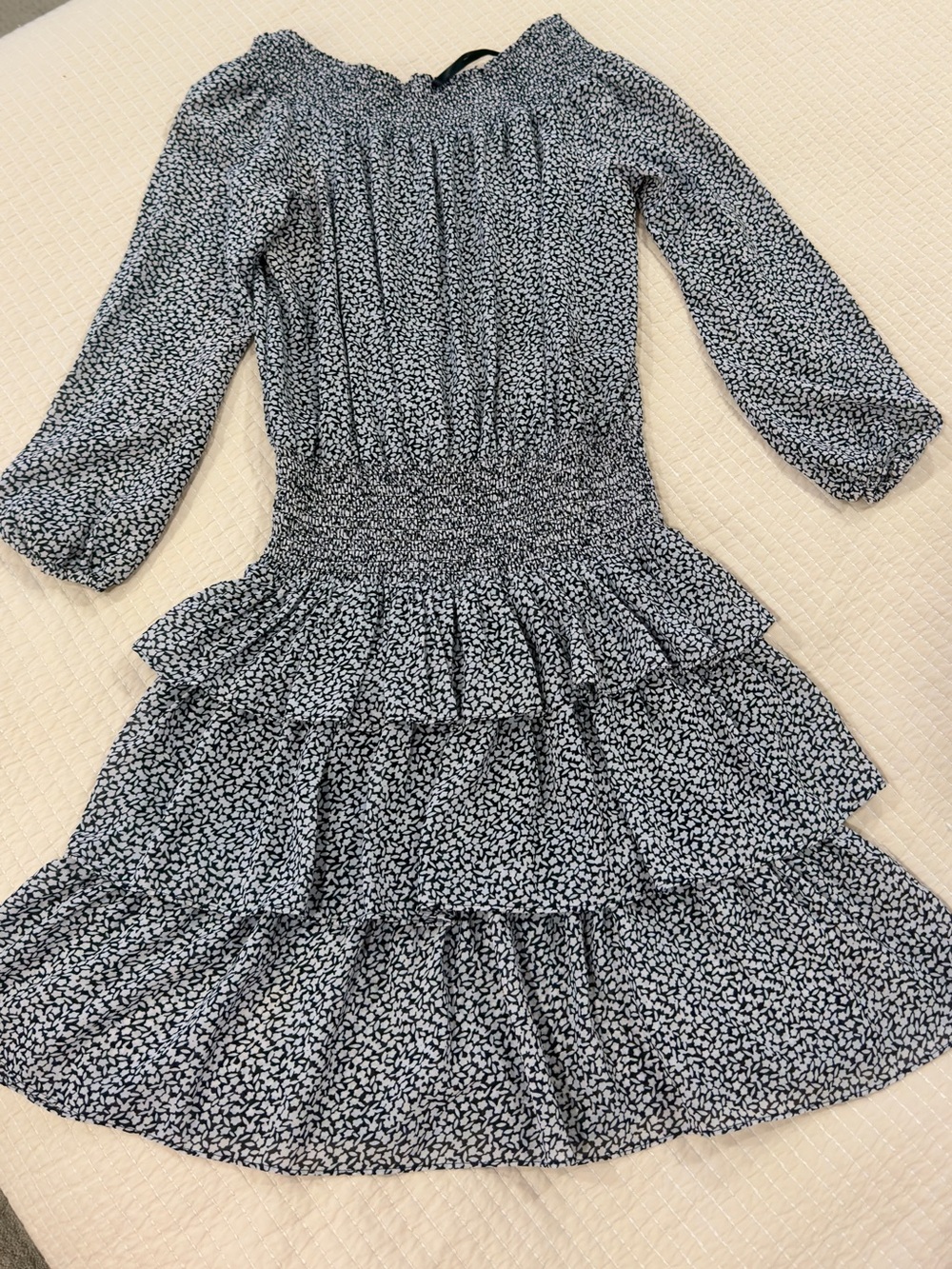 MICHAEL Michael Kors Black & White Smocked Tiered Dress – Size S 🖤